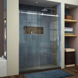 Enigma Air 56-60"Wx76"H Frameless Sliding Shower Door, Brushed Stainless Steel