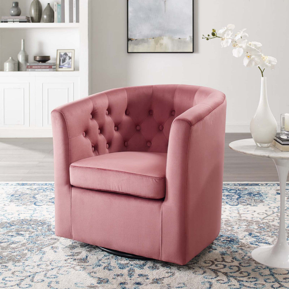 Tufted Armchair Accent Chair, Velvet, Pink, Modern, Living Lounge Hospitality