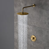 CASAINC 10" Round Wall Mounted Rainfall Luxury Shower System Kit, Brushed Gold
