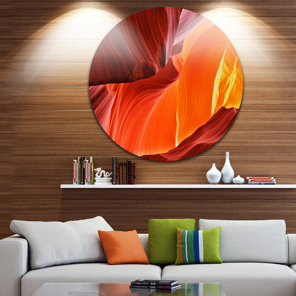 Midday In Antelope Canyon, Landscape Photo Disc Metal Wall Art, 23"
