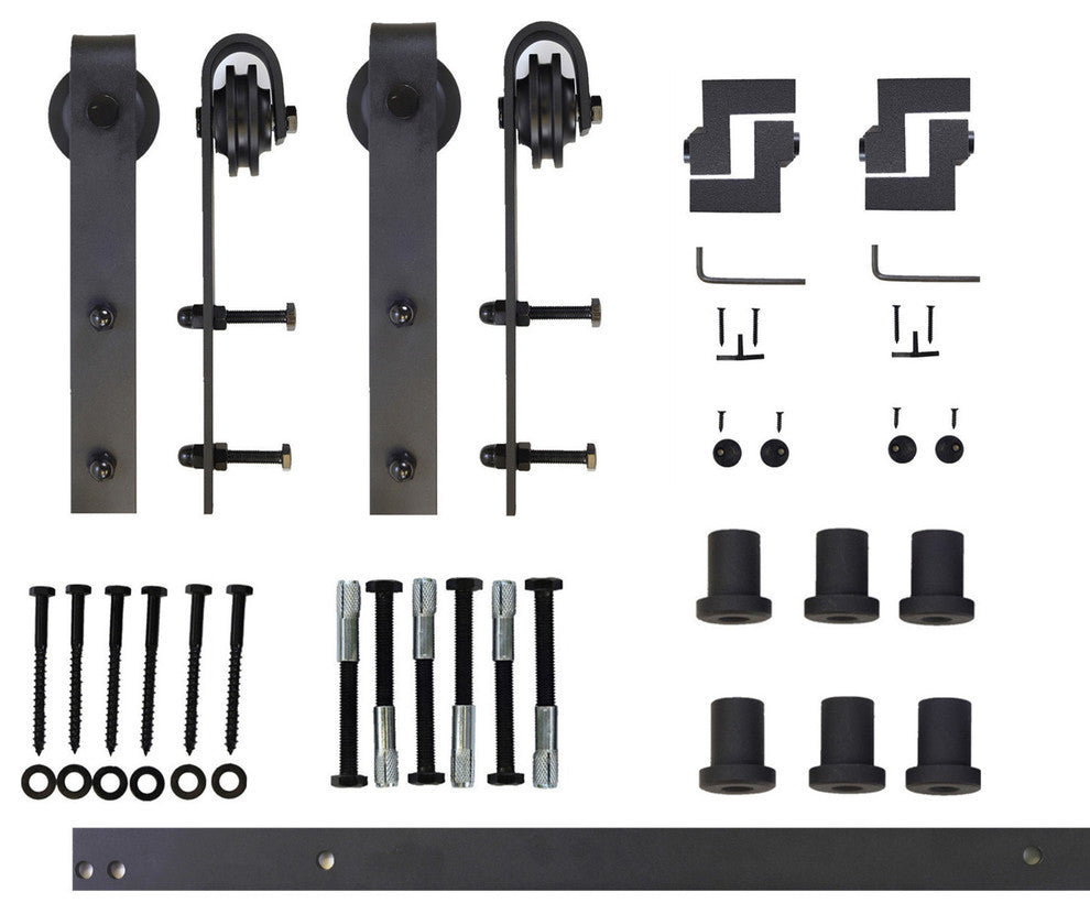Vancleef Hardware Sliding Barn Door Hardware for Double Door, Classic Design, 8''