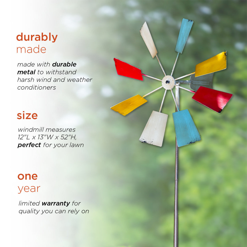 Metal Windmill Stake, Multicolor, 52"