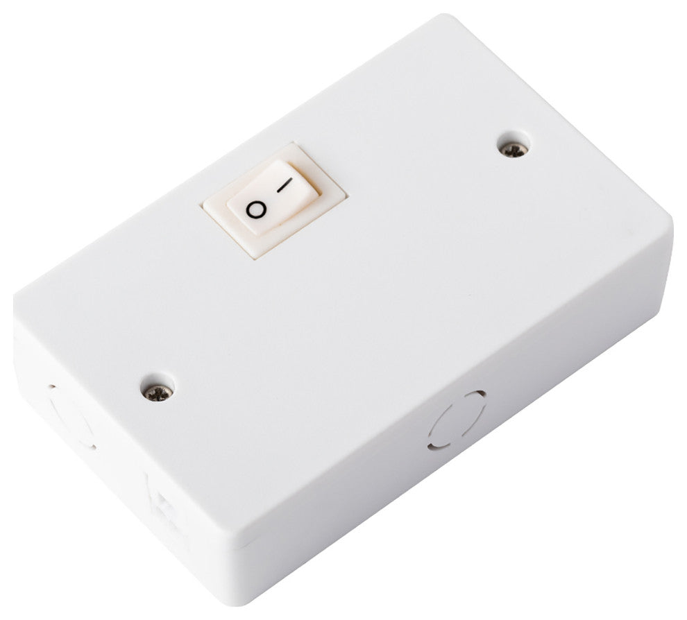 Hardwired Box With On/Off Switch for Line Voltage Puck Light, White