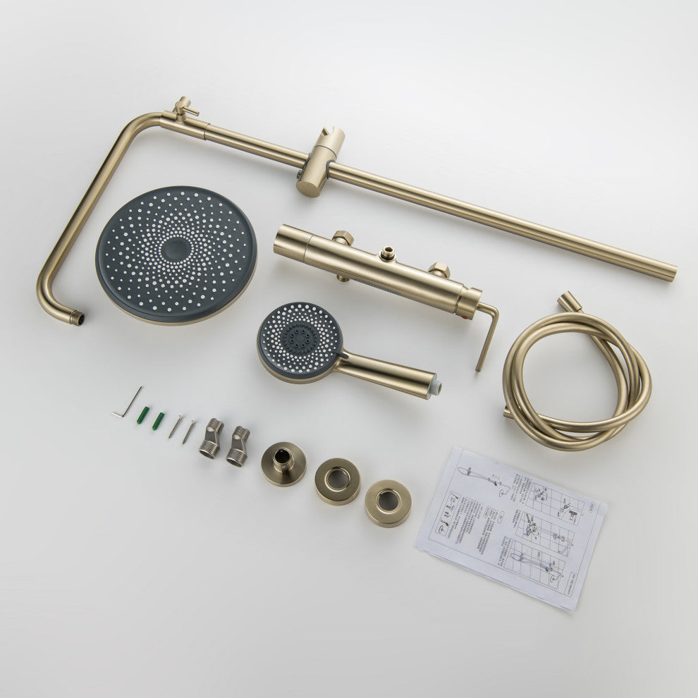 Trendy Design Multi-Function Complete Shower System With Rough-in Valve, Brushed