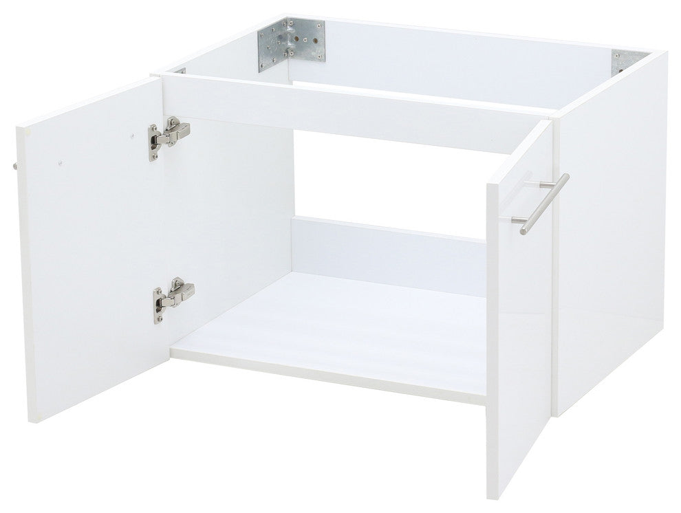 30" Wall Mount Vanity, White Quartz Undermount Top, White Embossed Texture