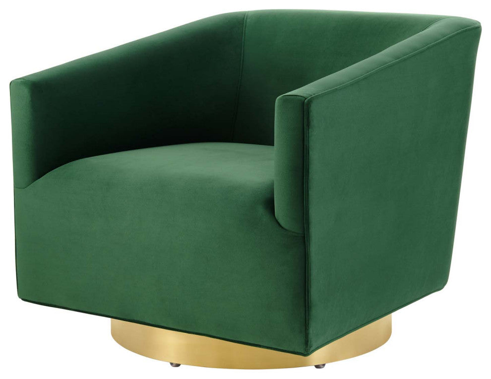 Armchair Accent Swivel Chair, Velvet, Gold Green, Modern, Lounge Hospitality