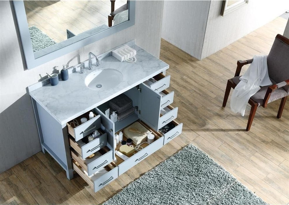 Ariel Cambridge 55" Vanity, Gray, Oval Sink With Mirror