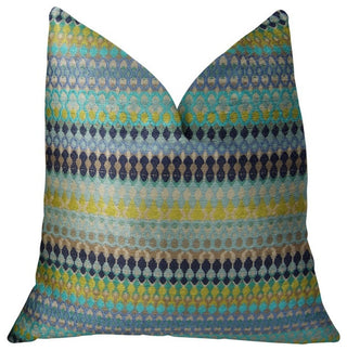 Plutus Alpenglow Turquoise Handmade Throw Pillow, (12" x 20")