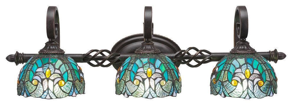 Elegante 3-Light Bath Bar, Turquoise Cypress Art