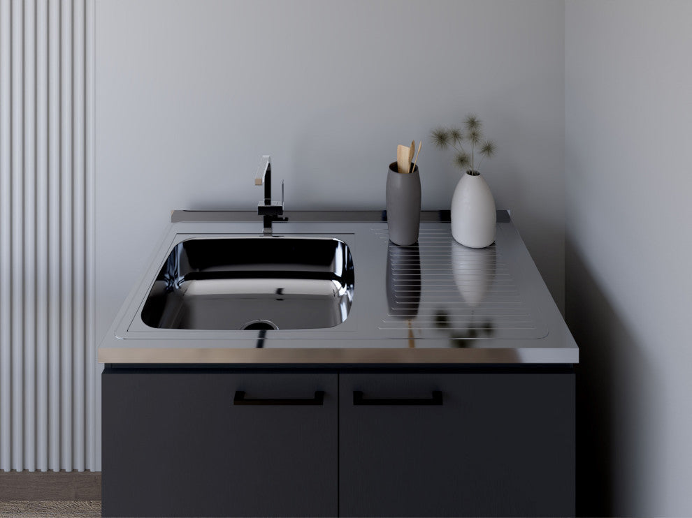 Utility Sink Cabinet Burwood, Kitchen, Black