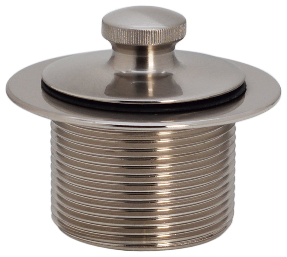 Side Outlet Overflow With Tip-Toe Trim And 2-Hole Overflow Cover, Satin Nickel