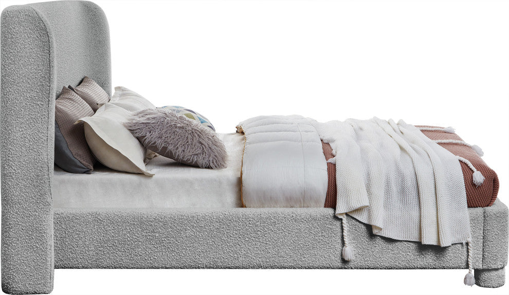 Penny Bed, Gray, Queen, Boucle Fabric