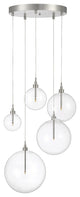 5-Light Pendant in Natural Brass, Brushed Nickel