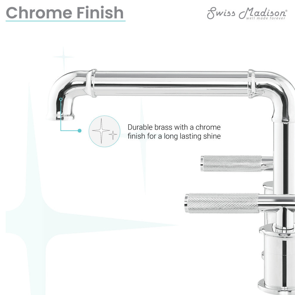 Avallon 8" Widespread, Sleek Handle, Bathroom Faucet, Chrome