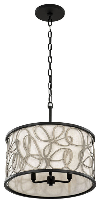 Scribble 3-Lt Convertible Pendant/Semi-Flush - Matte Black/Artifact