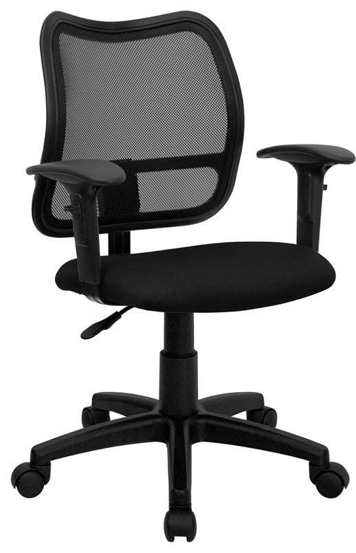 Mid-Back Black Mesh Swivel Task Chair with Adjustable Arms
