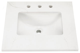 Markham Bathroom Vanity, Midnight Black/Satin Brass, 24", Calacatta Quartz Top