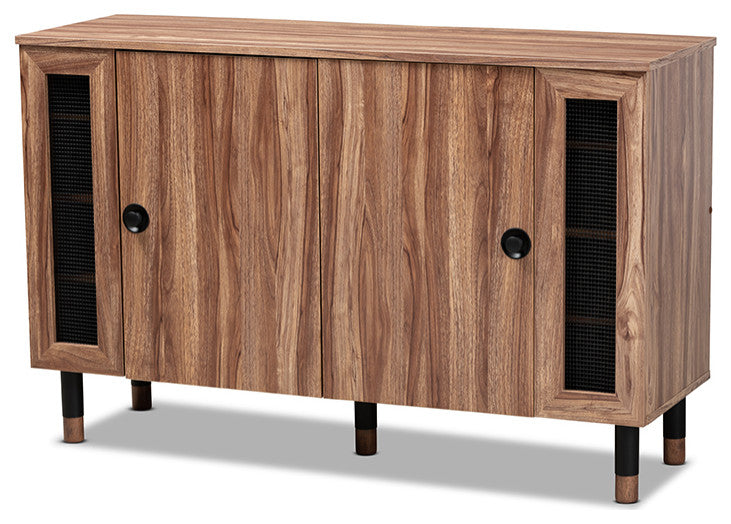 Valina Modern 2-Door Wood Entryway Shoe Storage Cabinet with Screen Inserts