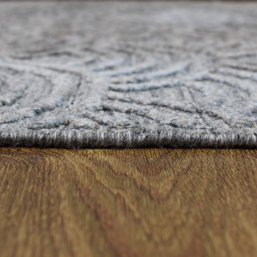HAND WOVEN FLAT WEAVE KILIM POLYESTER AREA RUGS -Rectangle,Silver,Geometric, [Rectangle] 6'x9'