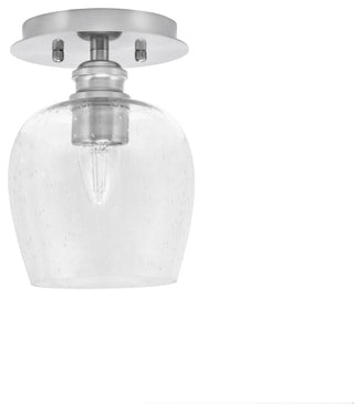 Edge 1 Light Semi-Flush, Brushed Nickel Finish, 6" Clear Bubble Glass
