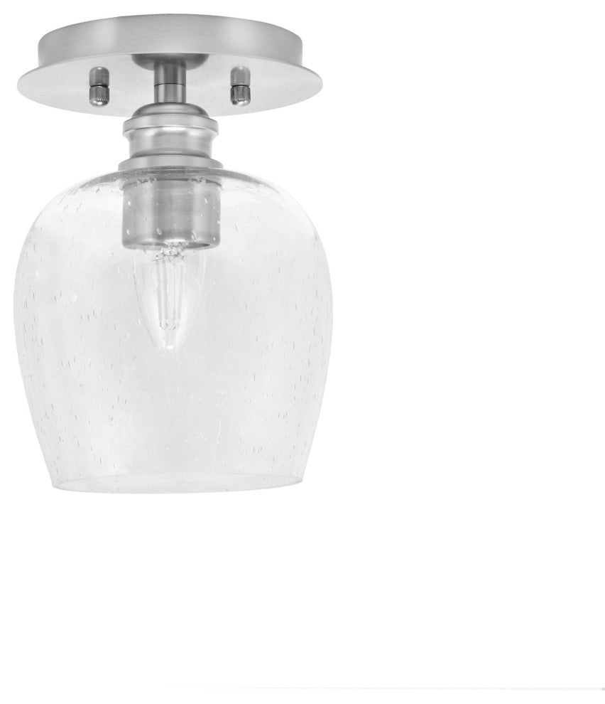 Edge 1 Light Semi-Flush, Brushed Nickel Finish, 6" Clear Bubble Glass