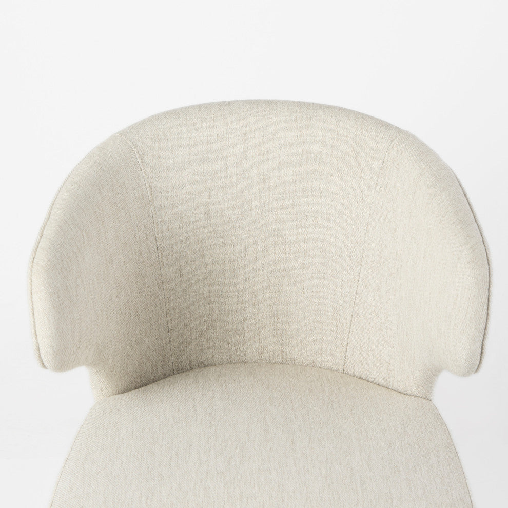 Niles Cream Fabric Seat With Brown Solid Wood Frame Wingback Dining Chair