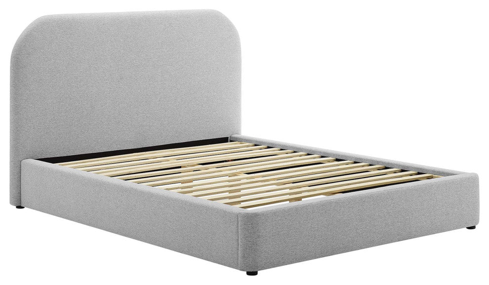 Keynote Upholstered Fabric Curved Full Platform Bed