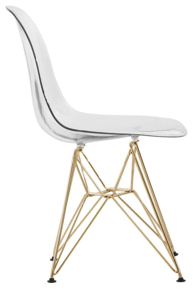 LeisureMod Cresco Molded Eiffel Side Chair With Gold Base