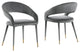 Joel Velvet Contemporary Dining Chair With Gold Accents, Set of 2, Grey