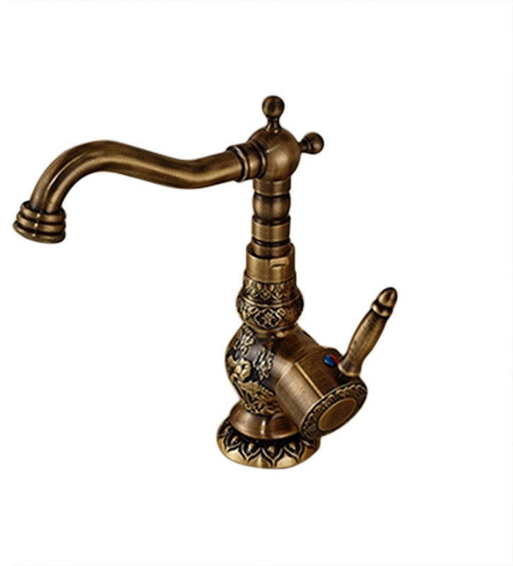 Deck Mounted Antique Brass Bathroom Faucet Ceramic Handle