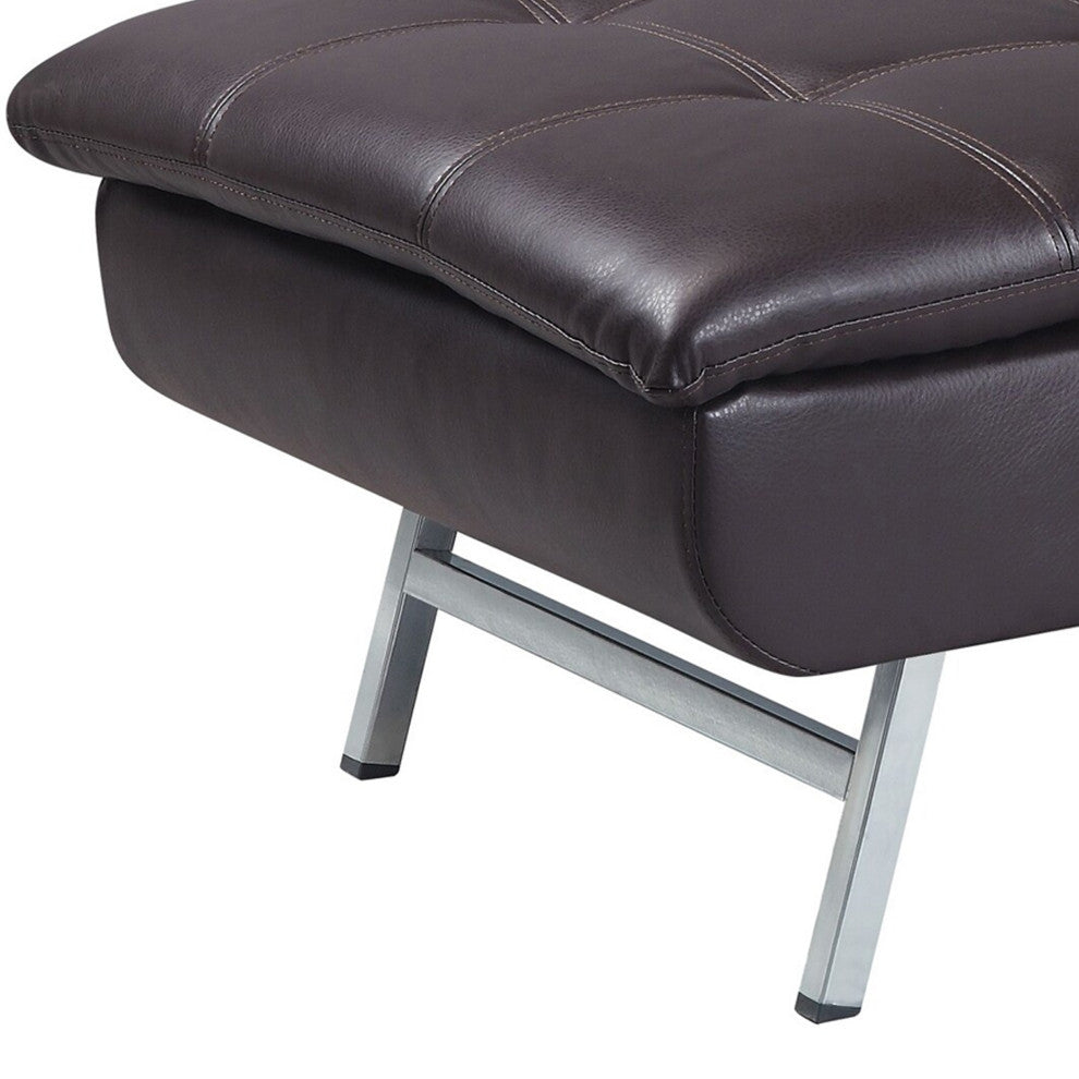 Benzara BM276215 Chaise Lounge With USB Port, Square Tufting, 1 Pillow, Black