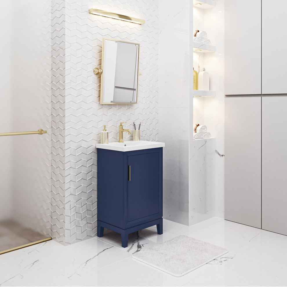 Elsa 20 In. Ceramic Sink Top Vanity in Monarch Blue with Single Faucet
