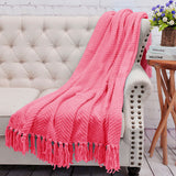 Tweed Knitted Throw Blanket, Camellia Rose, 50"x60"