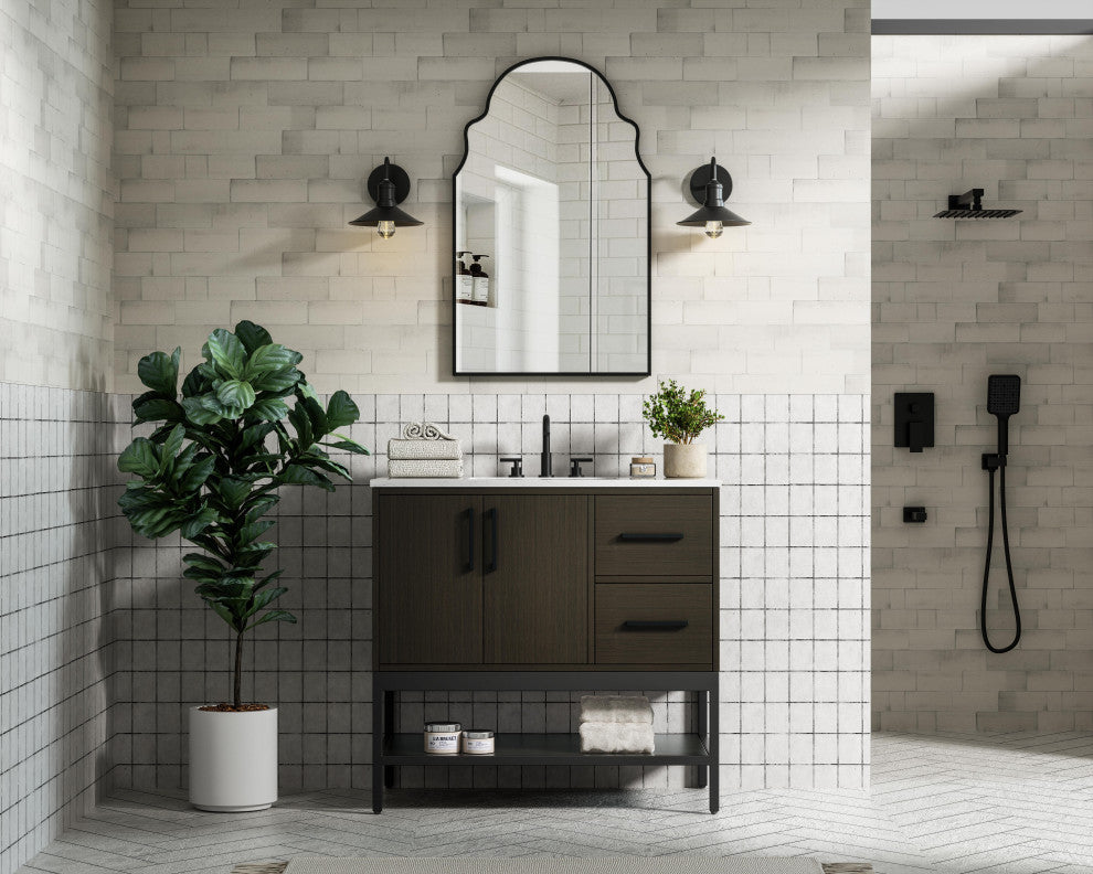 Home Living 36" Single Bathroom Vanity, Mocha Brown