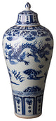 38 In. H Blue And White Ceramic Lidded Meiping Jar