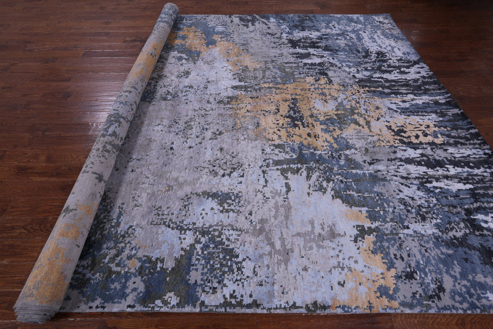 Wool & Silk Abstract Hand-Knotted Rug 9' 11" X 14' 2" - Q13080