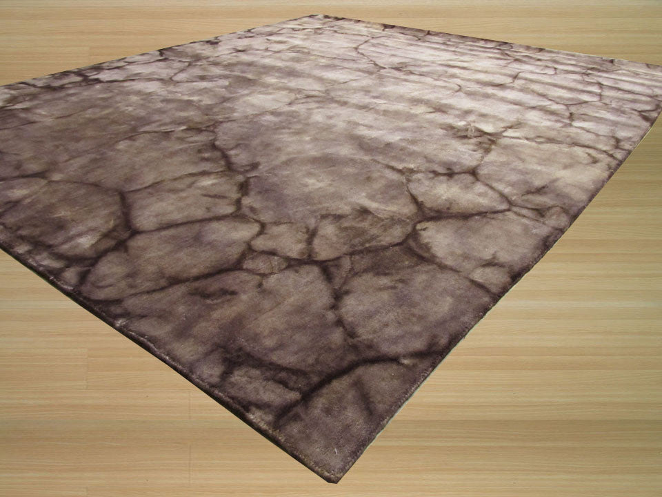 Handmade Wool Black Contemporary Abstract Dip Dyed Rug, 5'x8'