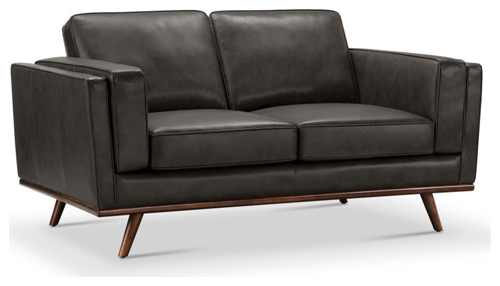Positano Leather Loveseat, Gray