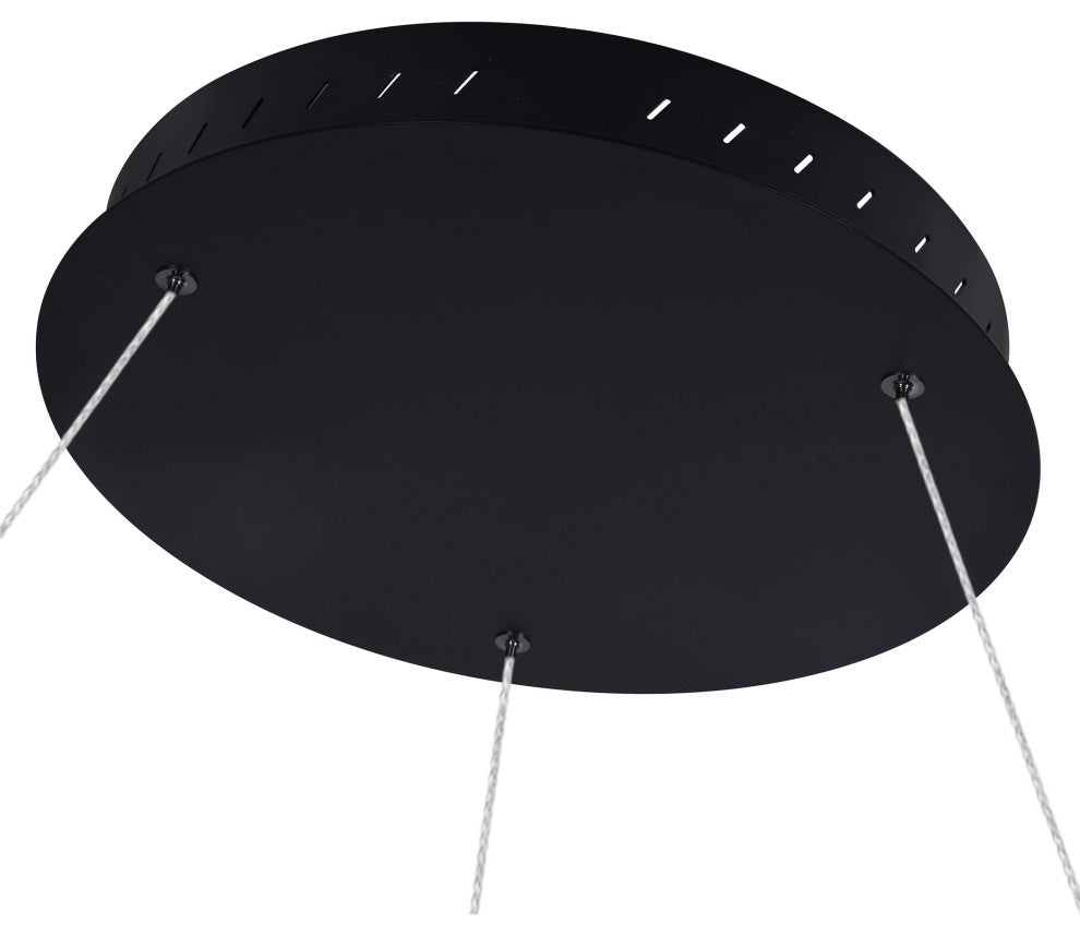 39" Tania LED Circular Chandelier, Adjustable Suspension Fixture, Black