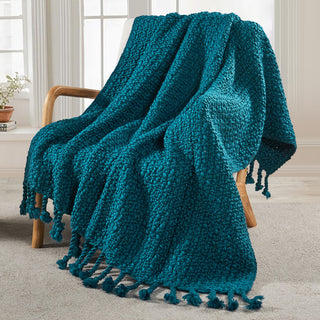 Basket Weave Knit Throw Blanket