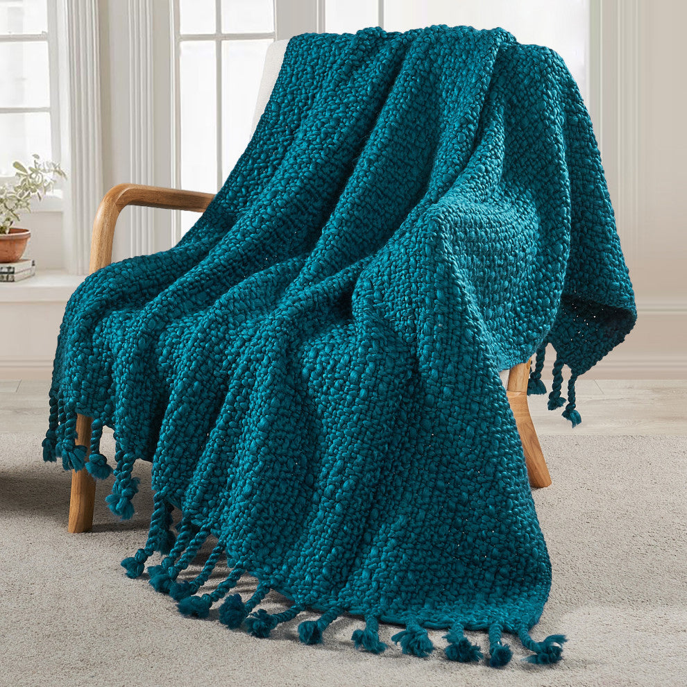 Basket Weave Knit Throw Blanket