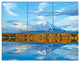 Ancient Volcano and Lake Panorama, Landscape Canvas Wall Art, 36x28, 3 Panels