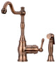 One-Handle Copper Widespread Kitchen Faucet with Side Sprayer, Antique Copper