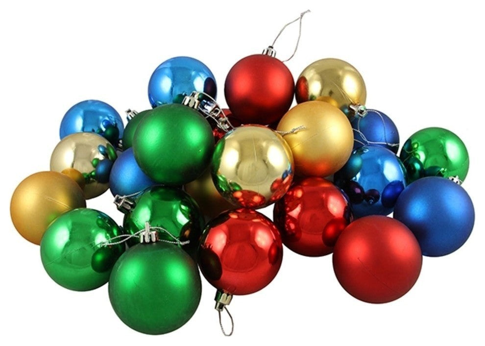 Matte and Multi Christmas Ball 24-Piece Ornament Set