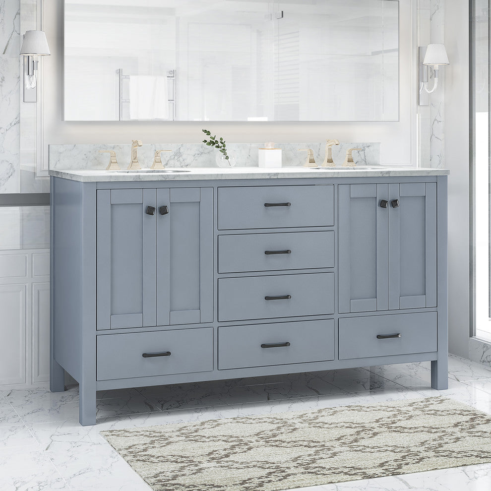 Kayla Contemporary 60" Wood Bathroom Vanity, Counter Top Not Included, Gray