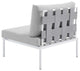 Lounge Sectional Sofa Chair Table Set, Sunbrella, Aluminum, Gray, Outdoor