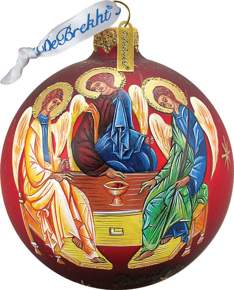 Hand Painted Scenic Glass Ornament Three Angels Ball