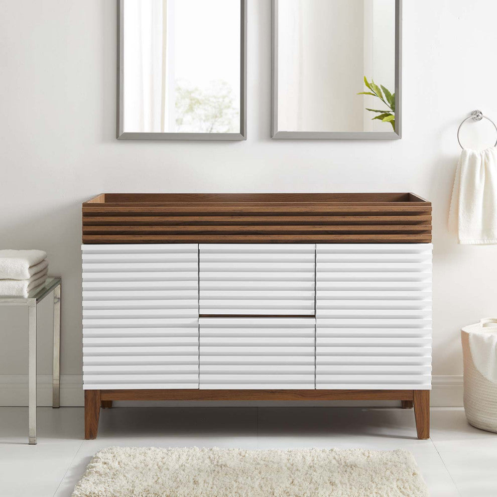 Render 48" Double Bathroom Vanity Cabinet, White Walnut