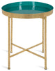 Celia Round Metal Side Table, Gold Teal
