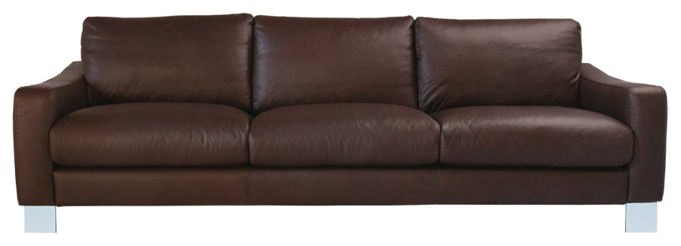Nativa Interiors Trio Geniune Leather Sofa, Grey